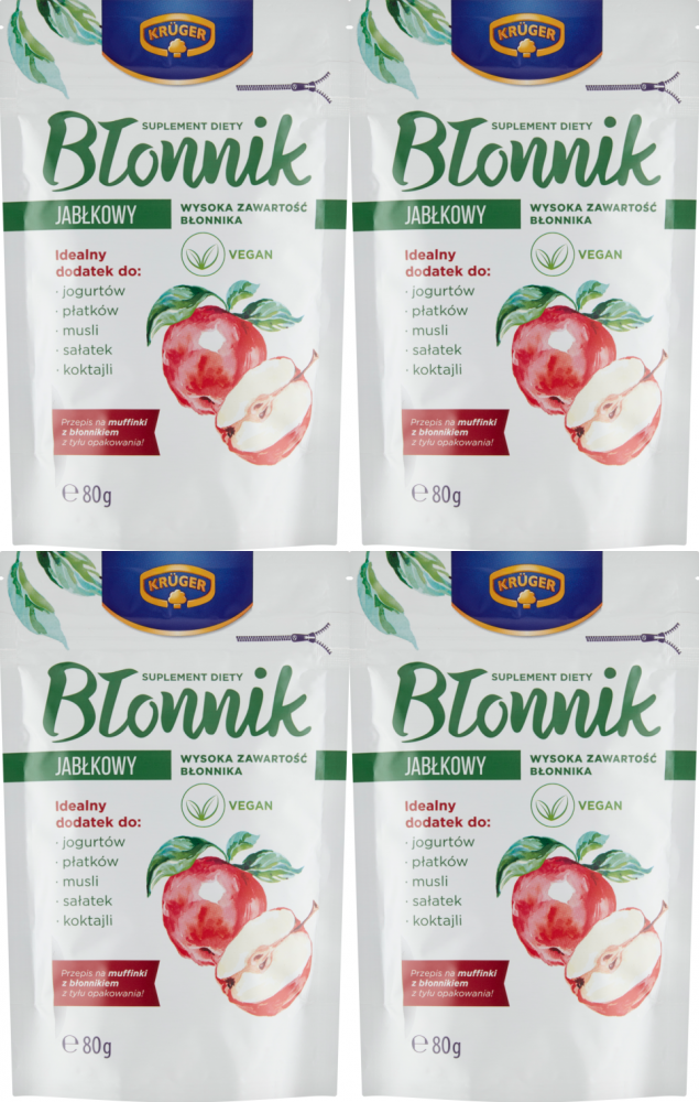 4x Błonnik jabłkowy Krüger, suplement diety, 80g