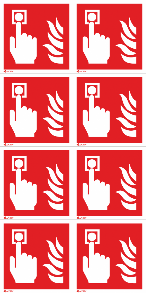 8x Alarm pożarowy - znak przeciwpożarowy ppoż foto, 10x10cm