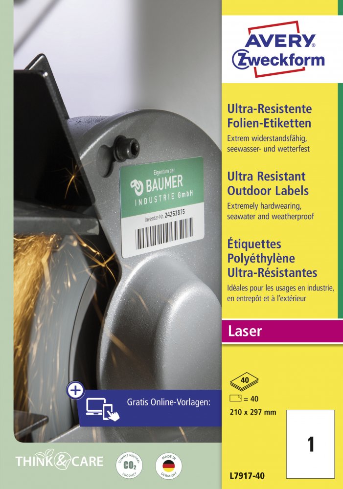 Etykiety polietylenowe Avery Zweckform Ultra Resistant, 210x297mm, 40 arkuszy, biały