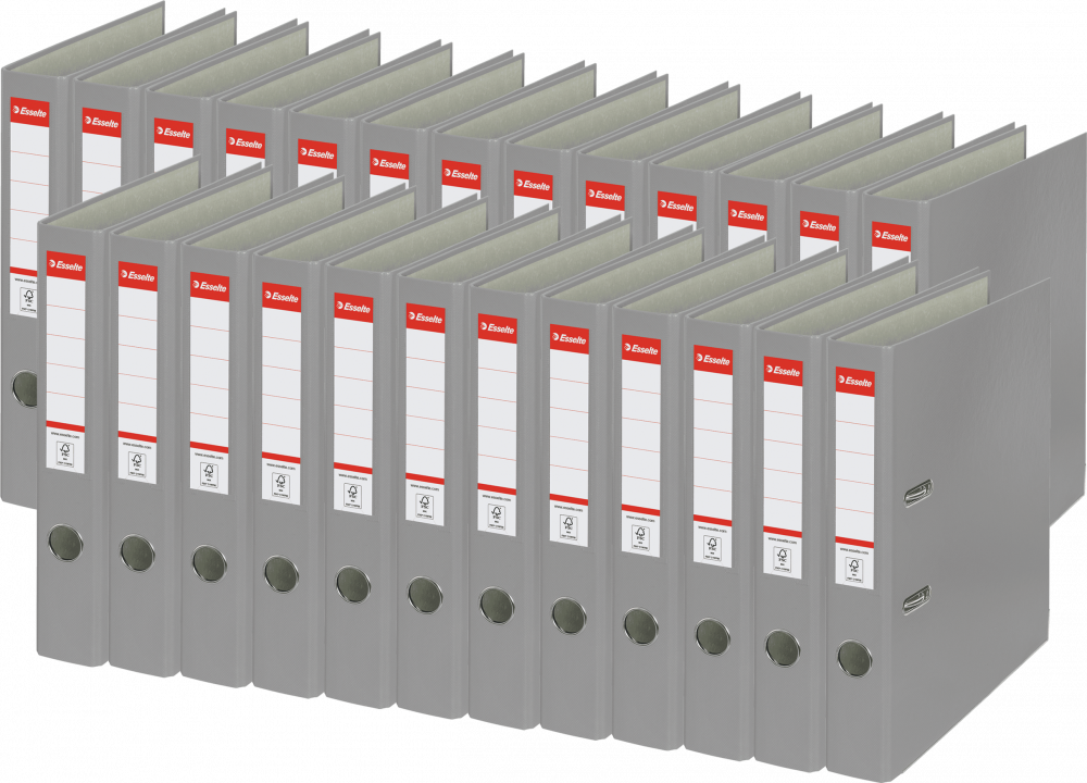 25x Segregator A4 Esselte, 50mm, do 350 kartek, ekonomiczny, szary