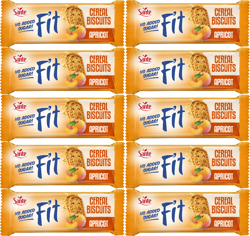 10x Ciasteczka zbożowe Sante Fit, z morelą, bez cukru, 50g