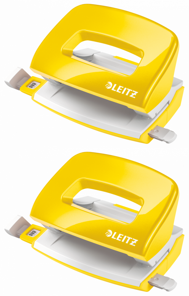 2x Dziurkacz mini Leitz NeXXt Wow, do 10 kartek, metaliczny żółty