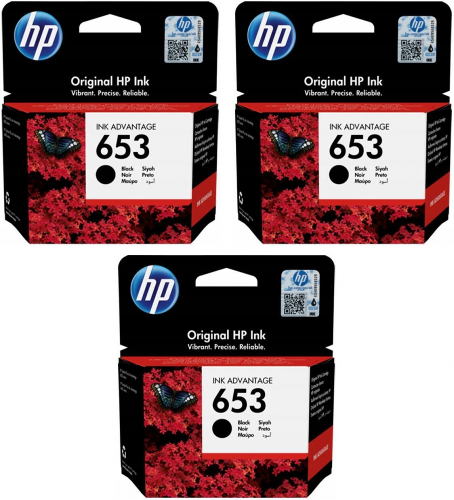 3x Tusz HP 653 (3YM75AE), 360 stron, black (czarny)