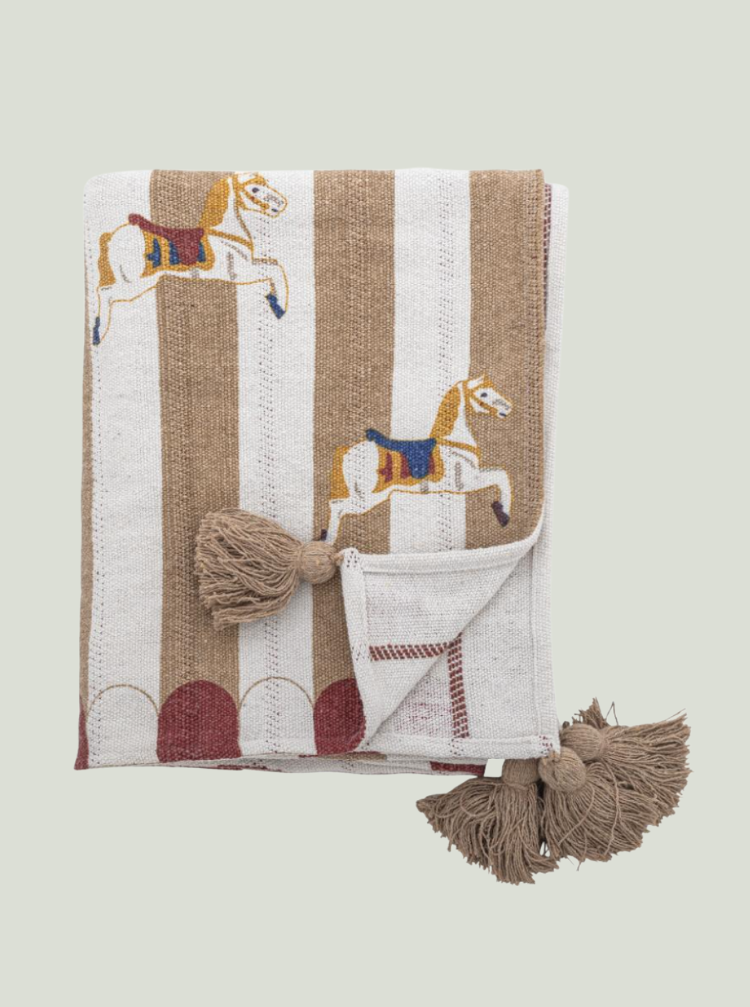 Narzuta Merry-go-round, natura, bawełna z recyklingu Bloomingville Mini