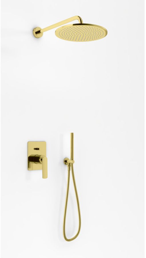 Kohlman Experience Gold zestaw prysznicowy podtynkowy z deszczownicą 25 cm złoty QW210EGDR25