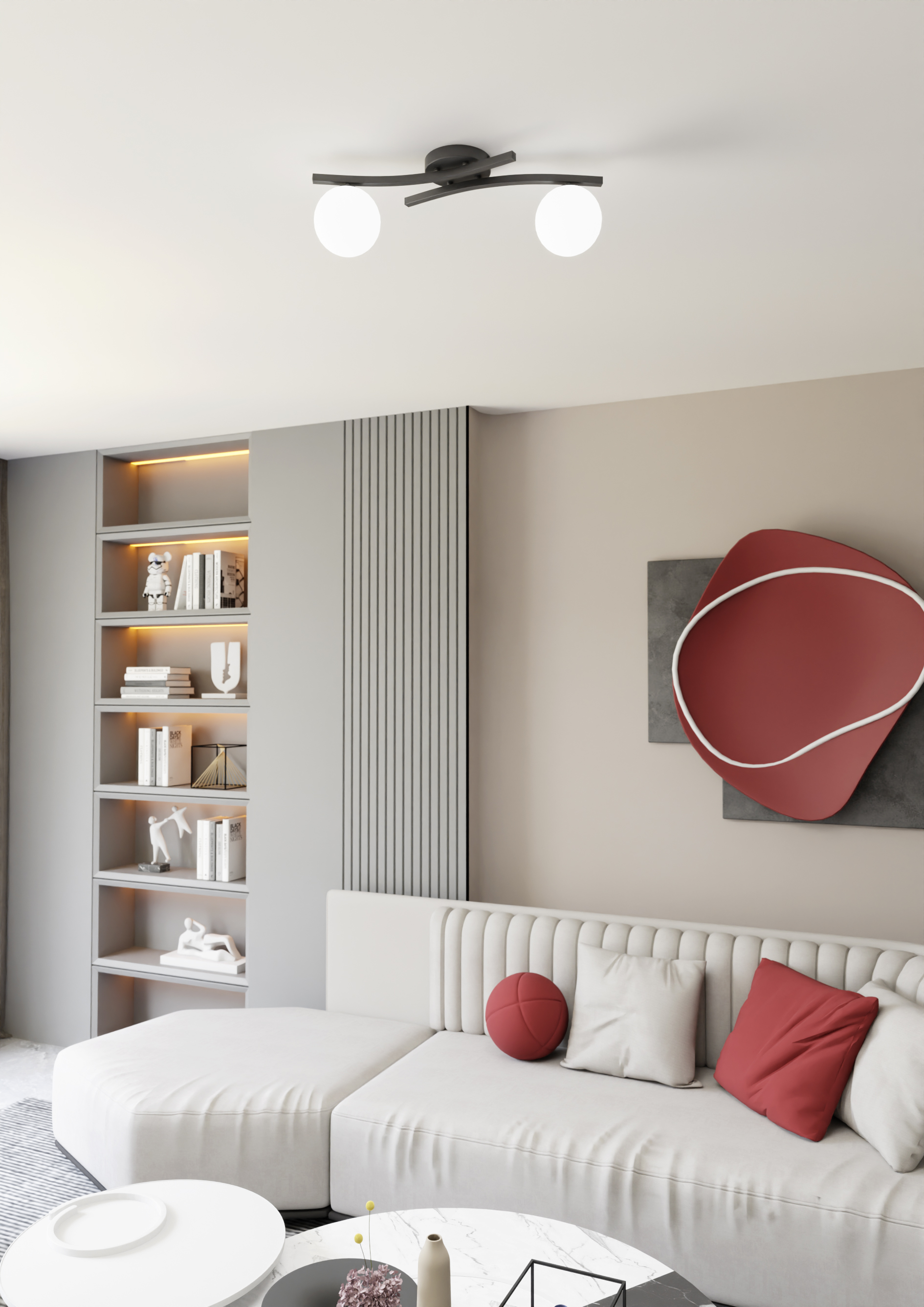 Emibig Opus lampa podsufitowa 2x10 W biała-czarna 1390/2