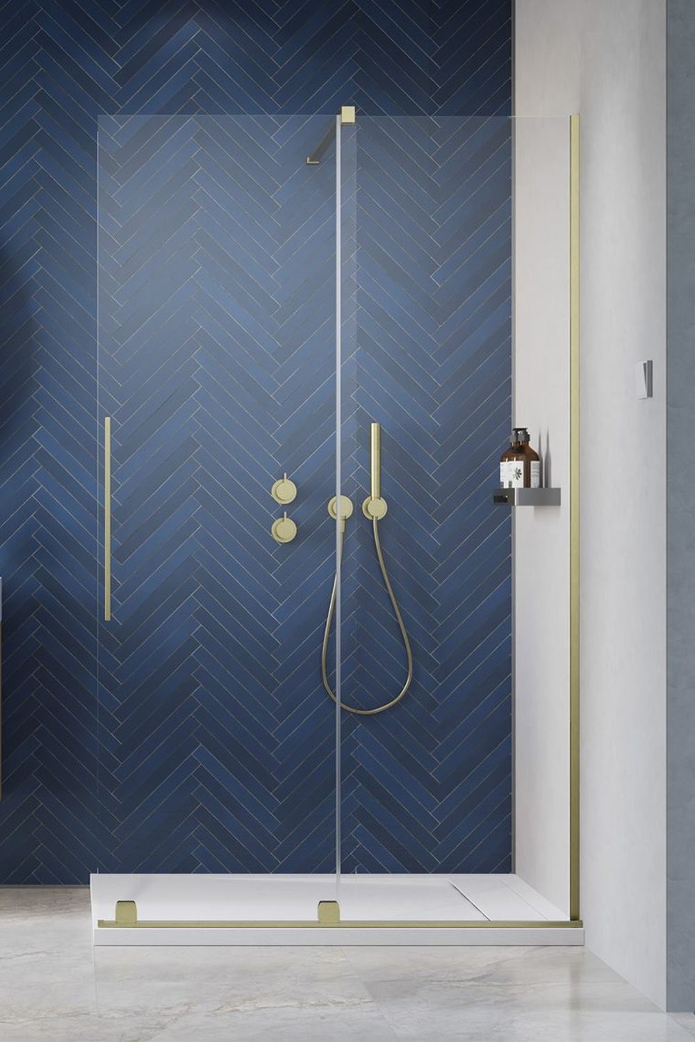 Radaway Furo Brushed Gold Walk-In drzwi prysznicowe 63,8 cm prawe złoty szczotkowany/szkło przezroczyste 10106638-99-01R