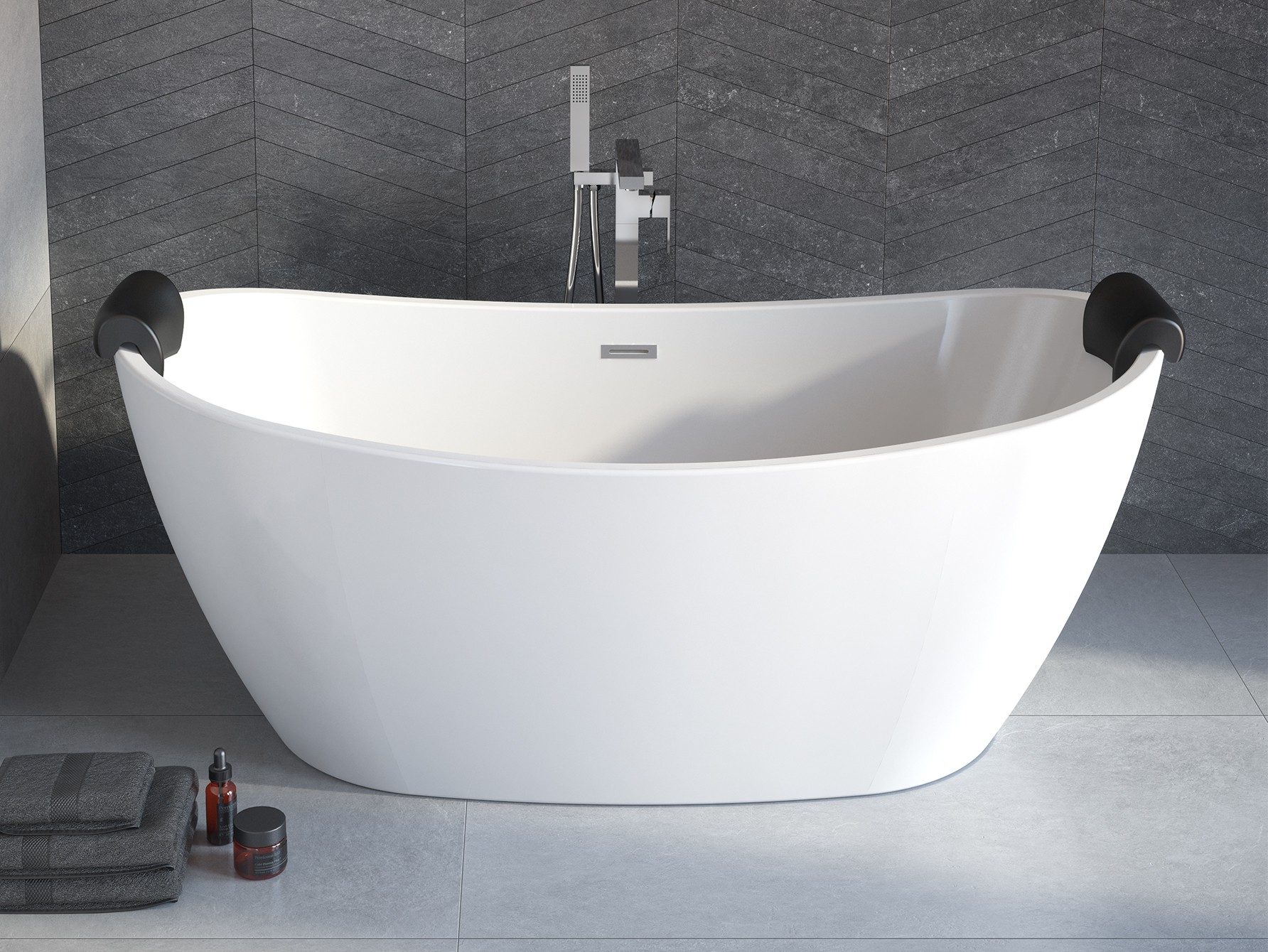 Besco Ayla wanna wolnostojąca 170x80 cm owalna biały połysk/grafit #WAS-170-AGR