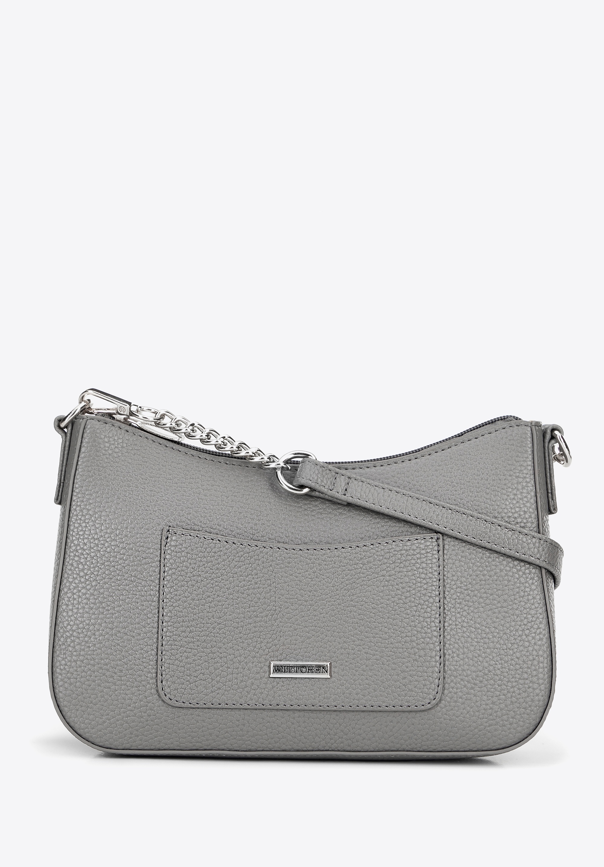 Damska torebka na ramię z ekoskóry mała szaro - srebrna