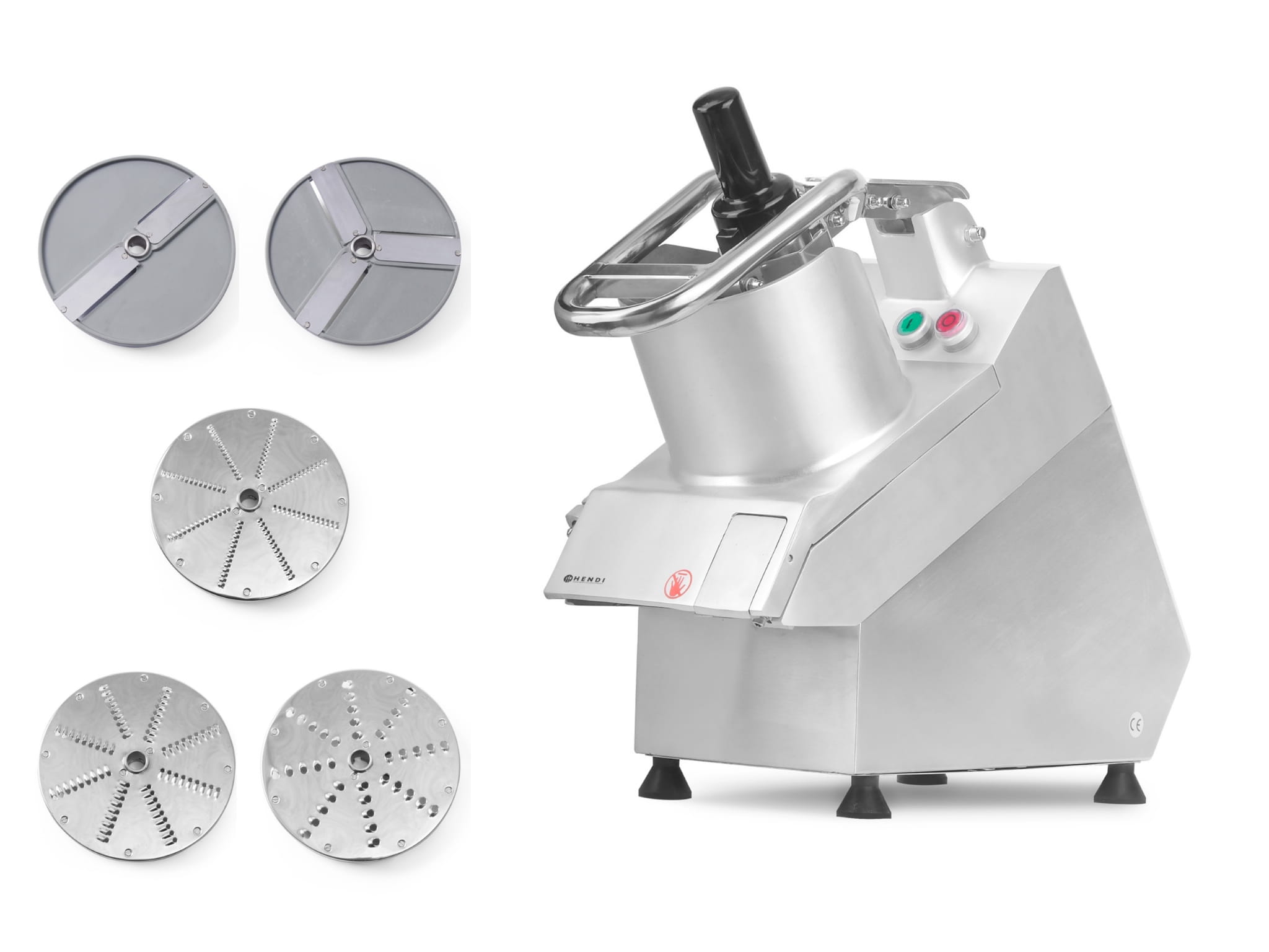 Profesjonalna szatkownica do warzyw z dużym otworem + tarcze Hendi