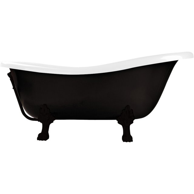 BESCO Wanna wolnostojąca OTYLIA BLACK&WHITE 160x77 cm nogi czarne