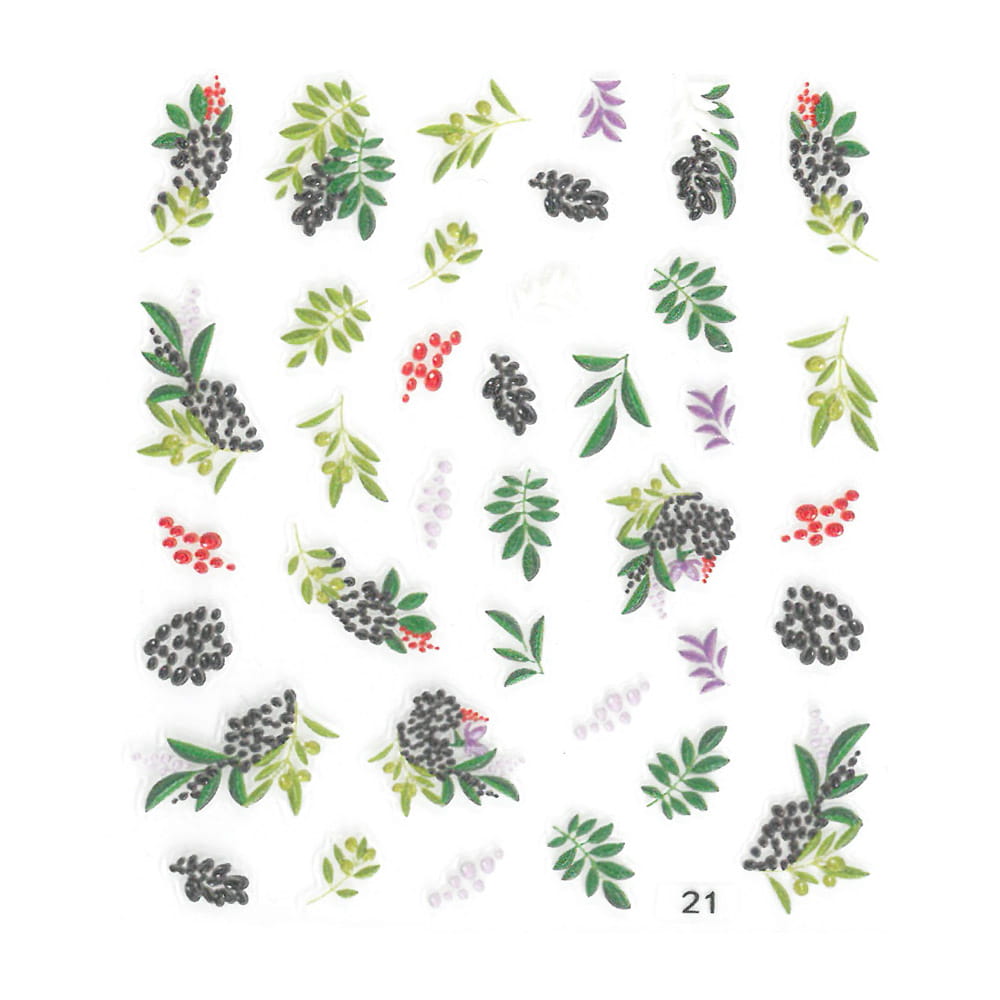 Naklejki do paznokci 5D samoprzylepne liście Nr 21