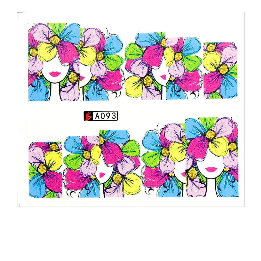 Naklejki wodne do paznokci arkusz 6,5 x 5,5 cm na 10 palców a Nr 093