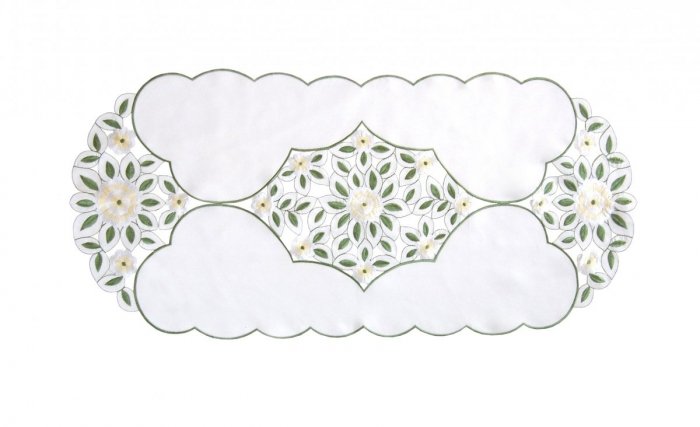 Wiosenny Obrus Haftowany GRACJA 40x90 ov kolor: biały