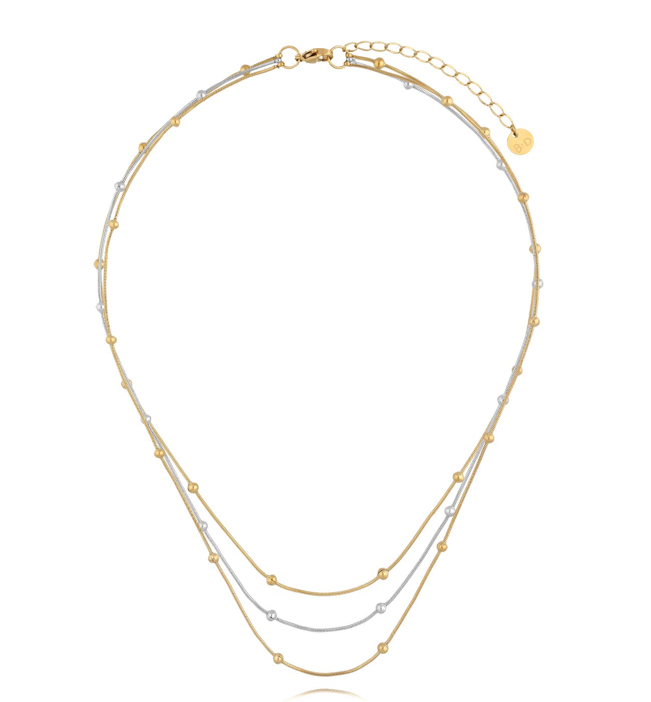 Naszyjnik srebrno złoty z kuleczkami NSY0466