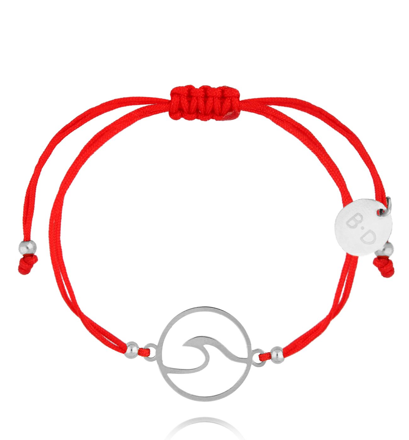 Bransoletka czerwona ze srebrną falą Fiji BGL0963 - By Dziubeka