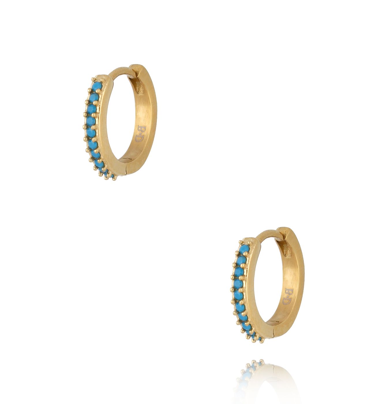 Kolczyki koła złote z niebieskimi cyrkoniami Brasília II KSA0981