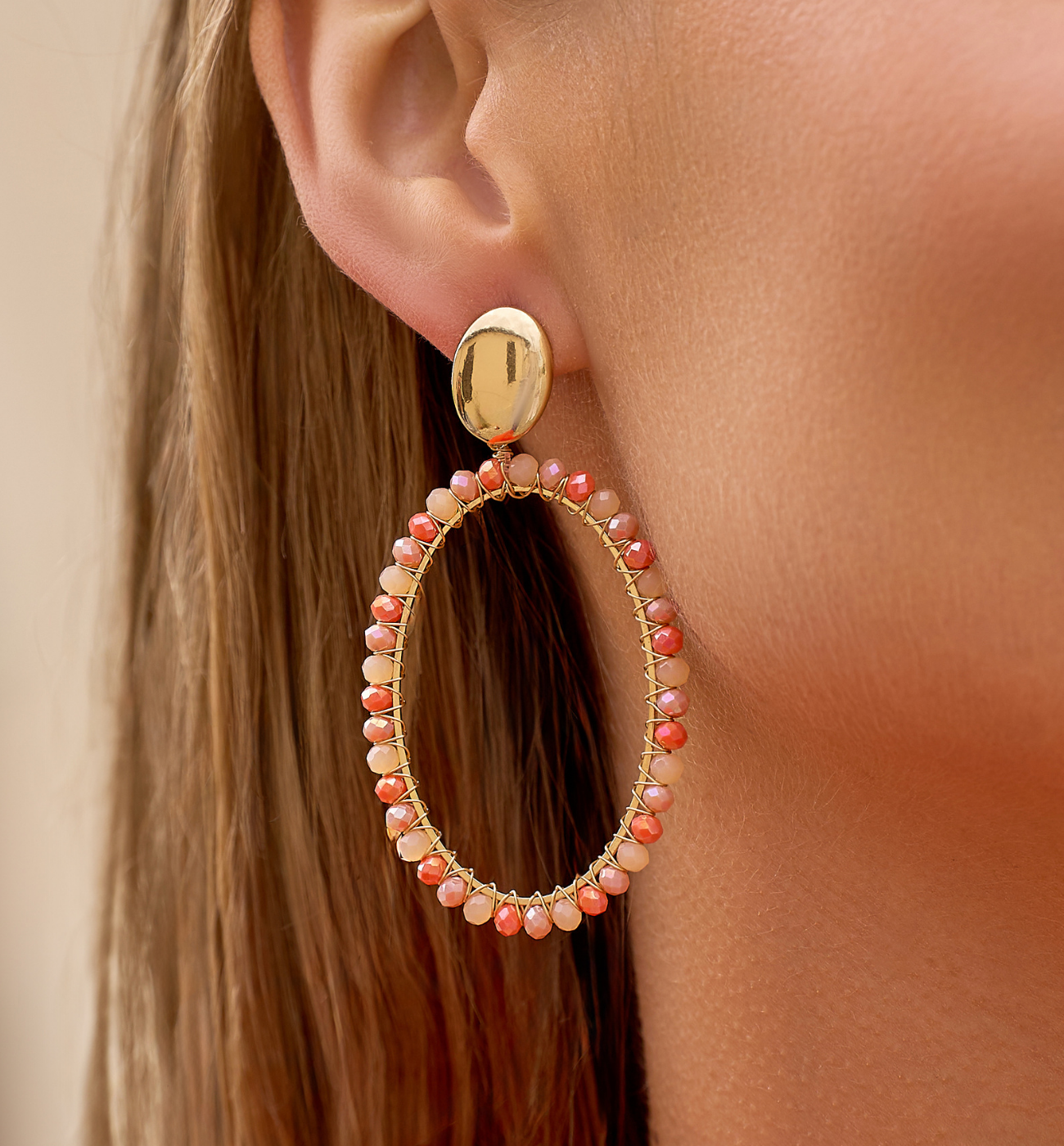 Kolczyki z różowymi i malinowymi kryształkami KWE0289