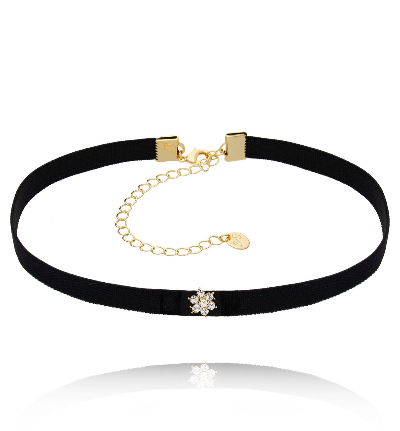 Choker czarny z tasiemką i kwiatuszkiem Instyle - By Dziubeka