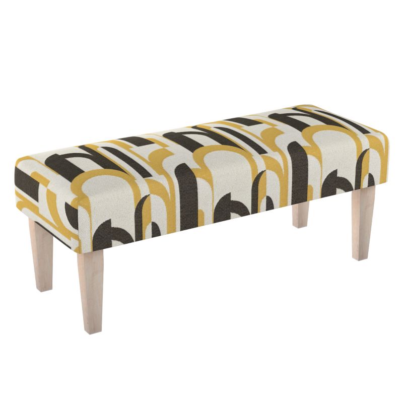 Ławka Dekoria 100 x 40 x 40 cm czarno-żółte wzory na kremowym tle 1 szt.