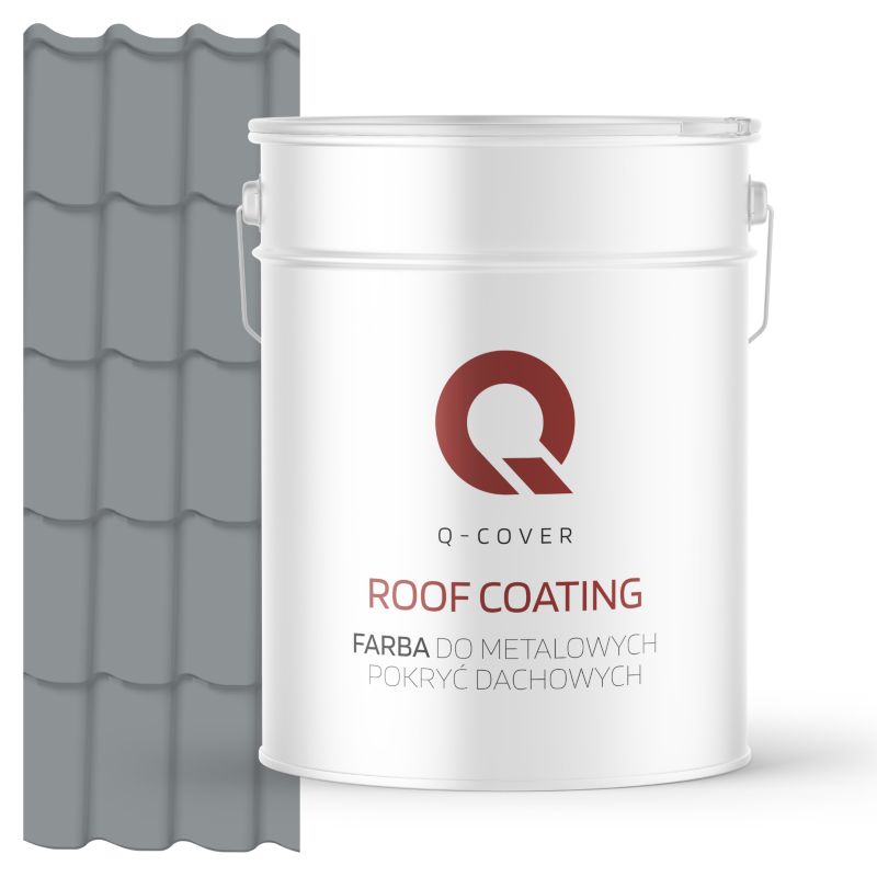 Farba do Metalowych Pokryć Dachowych Q-Cover Szary RAL7045 Półmat 10L