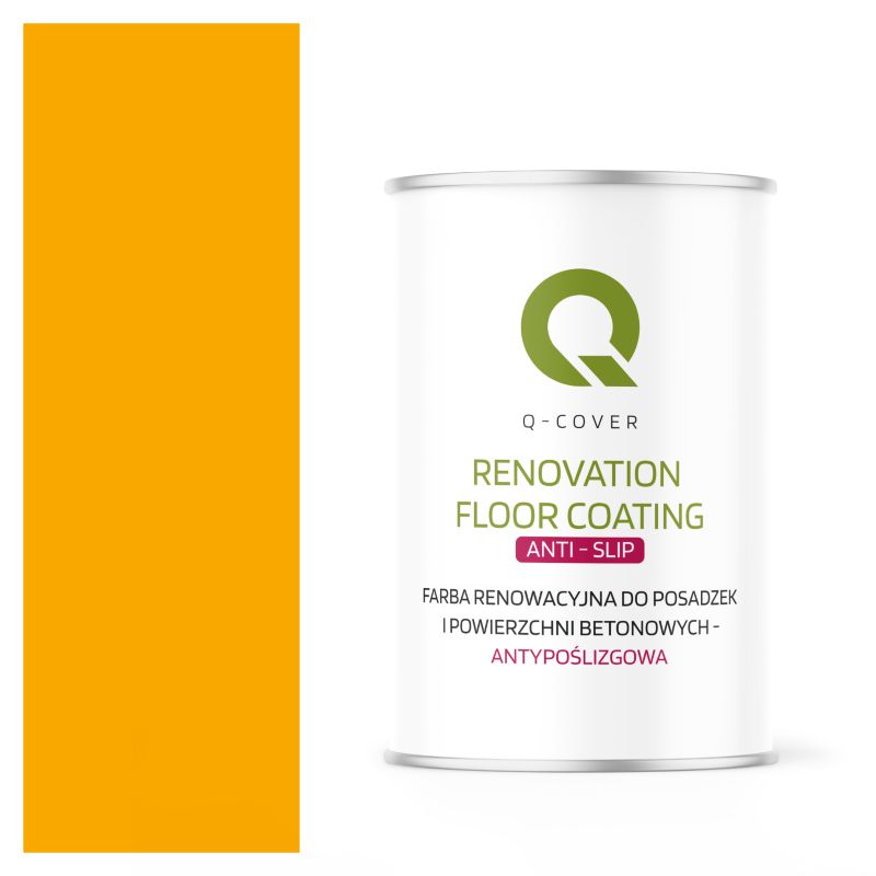 Farba Antypoślizgowa do Posadzek i Powierzchni Betonowych Renowacyjna Q-Cover Żółty Sygnałowy RAL1003 1L