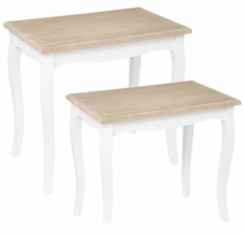 Zestaw 2 stolików kawowych Chrysa - ATMOSPHERA - biały, prostokątny, skandynawski, do salonu - 1 zestaw