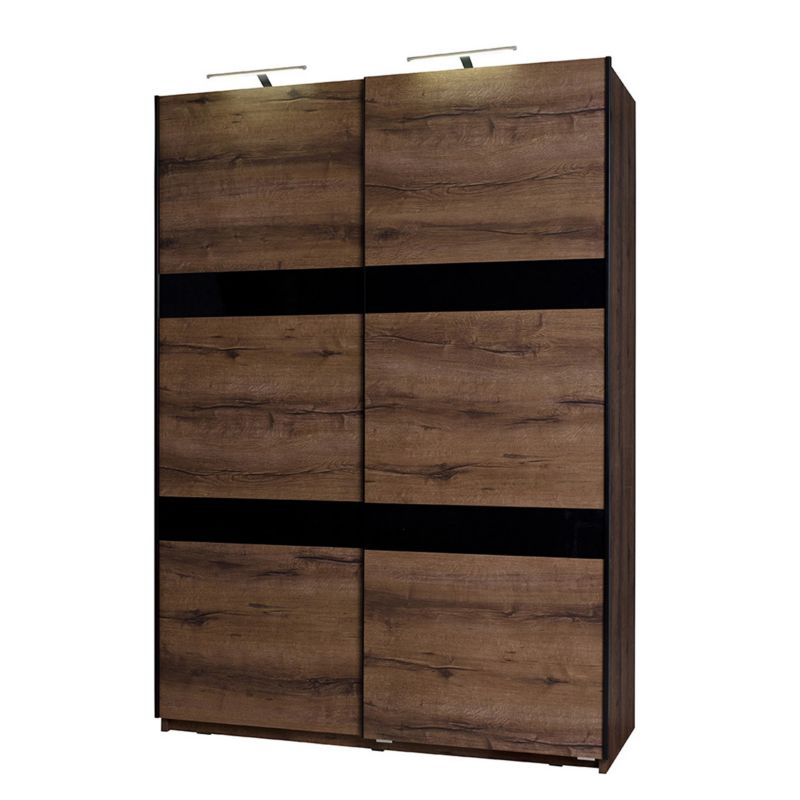 Szafa przesuwna MIRJAN 24 Denver SZ150 + LED dąb monastery / czarny połysk 1 szt.