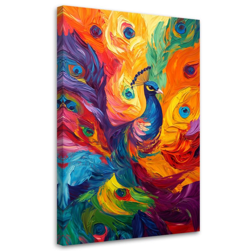 Obraz na płótnie Feeby Kolorowy Paw Abstrakcja Nowoczesna 40x60cm 1szt