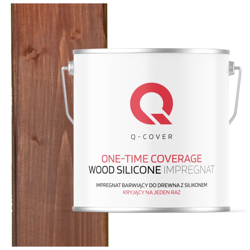 Impregnat Barwiący do Drewna z Silikonem Kryjący na Jeden Raz Q-Cover Orzech ciemny 5L