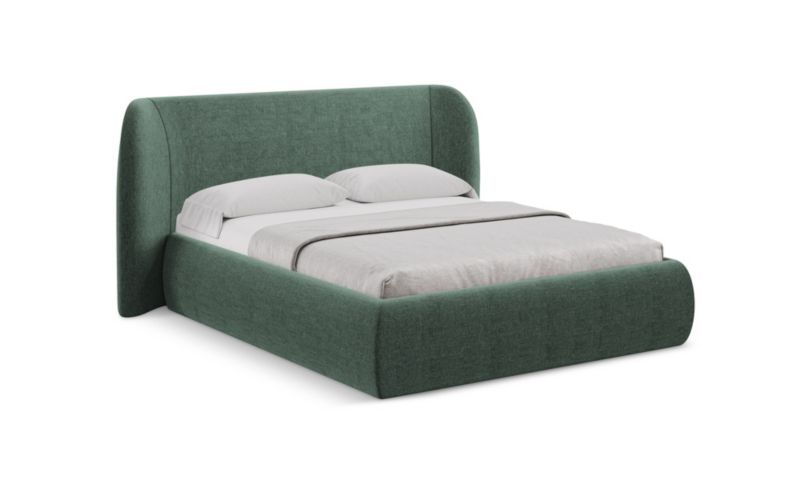 Łóżko LaMiaSofa Hauke z tkaniny szenilowej 140x200 zielony 1 szt.
