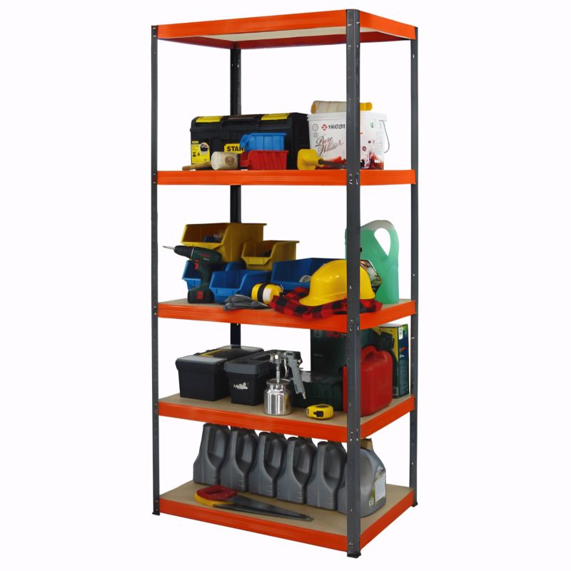 Regał metalowy MODO24 magazynowy grafitowo-pomarańczowy helios 213x100x30cm 5 półek po 275 kg 1 szt.