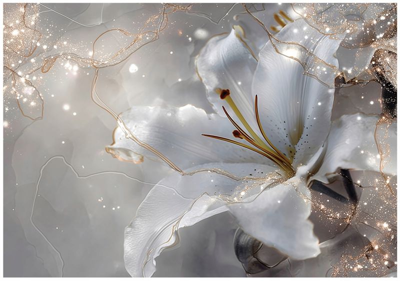 Fototapeta WALLARENA Do Sypialni Salonu Na Flizelinie Kwiaty Abstrakcja Lilie Beżowy 400x280 cm 16115VX8 1 szt.