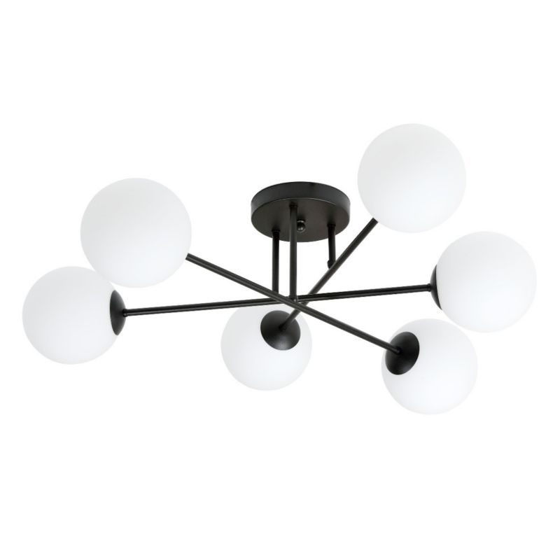 Lampa sufitowa Emibig Roma czarno-biała szklane kule do salonu 6xE14 x 10W 1 szt.