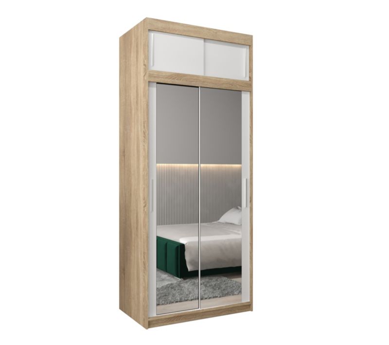 Szafa przesuwna Garderoba Abiks Tokyo 3 100 sonoma + biały z nadstawką 1 szt.