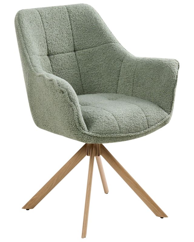Krzesło do jadalni Obrotowy Hayden Boucle Jasnozielony 1 szt.
