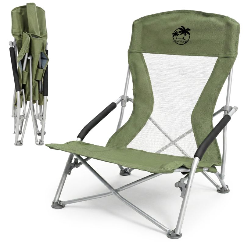 Krzesło turystyczne Be-active.pl rozkładane wędkarskie na kemping ryby zielone 1 szt.