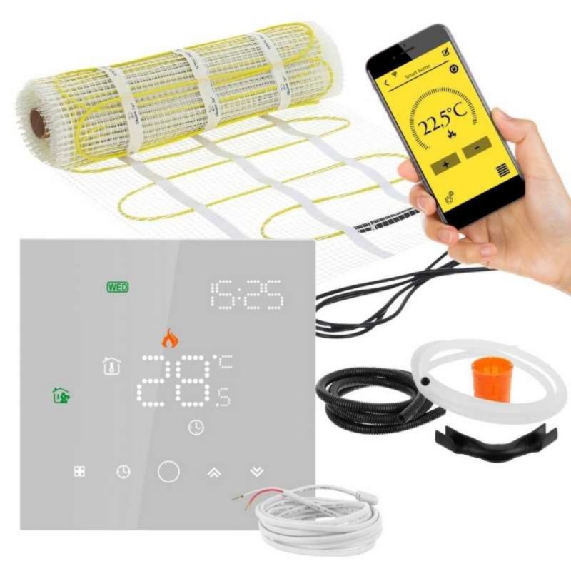 Zestaw Mata grzewcza pod płytki MA-160W/m² 3m² + Leo Biały 1szt.