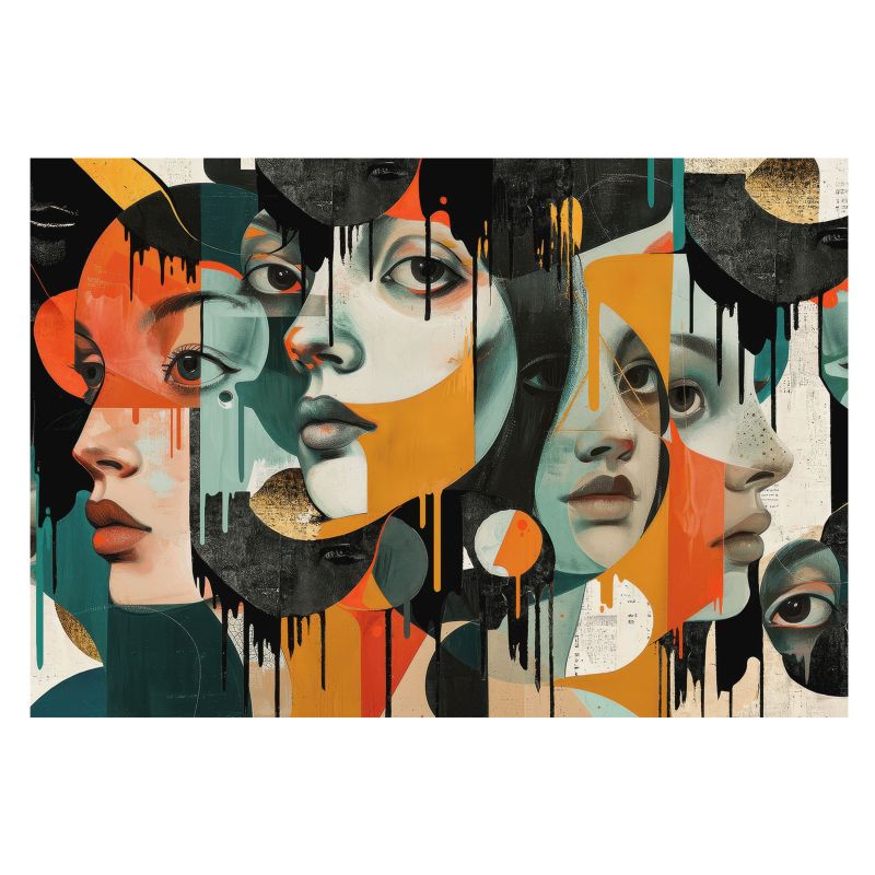 Stylowa Tapeta Ścienna Wallfluent 152x104 cm Kolorowe twarze Dla Miłośników Natury I Wiosennych Scenerii 1 szt.