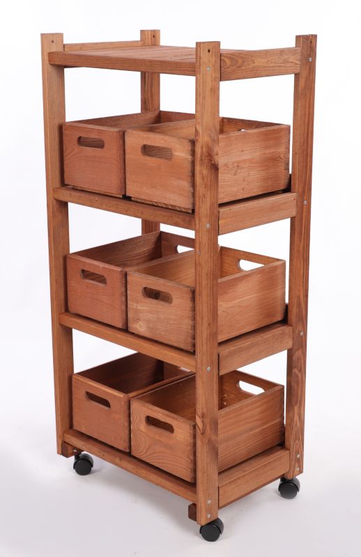 Regał drewniany na kółkach MODO24 eko 6 skrzynek w zestawie brązowy 1 szt.