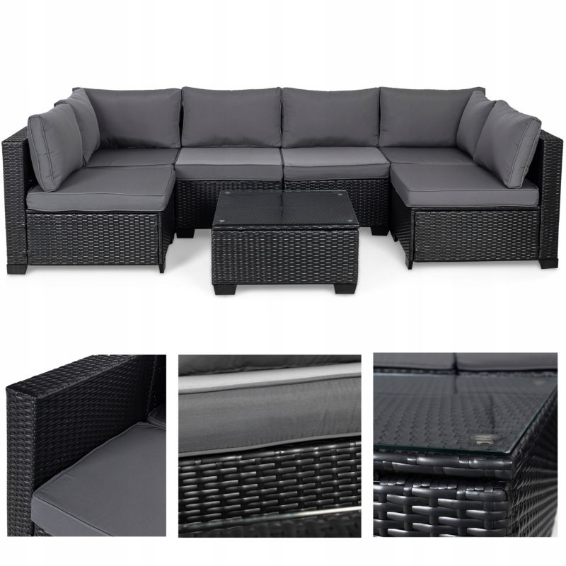 Zestaw mebli ogrodowych Sapphire Vigo 6-osobowy moduły sofa fotele stolik kpl