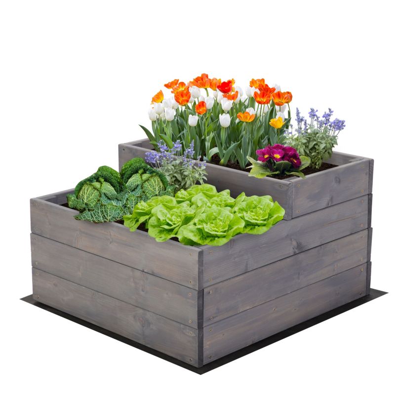 Skrzynia na warzywa MODO24 warzywnik szeroka 36x60x63 cm szara impregnacja 1 szt.