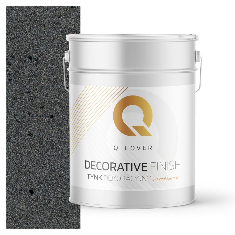 Tynk Dekoracyjny Q-Cover Ciemnoszary z Czarną Miką D913 15KG