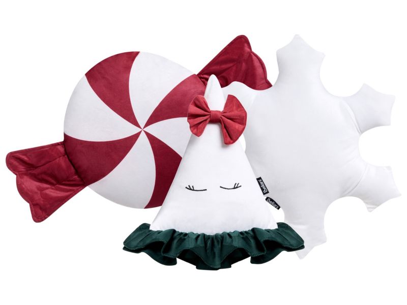 Zestaw 3 poduszek dekoracyjnych Noelnest Welur 30 x 35 cm 40 x 40 cm Kolorowy Wzór świąteczny 1 kpl