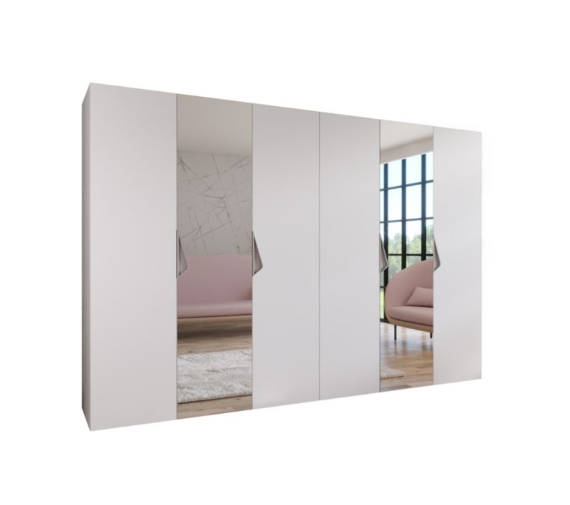 Szafa uchylna z lustrem otwierana Abiks SANDI 2 300 (2x150) wys 202 cm Biały + Kaszmir 1 szt