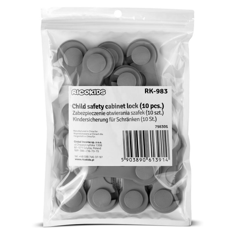 Zabezpieczenie blokada szafek Ricokids szuflad mebli przed dziećmi 10szt.