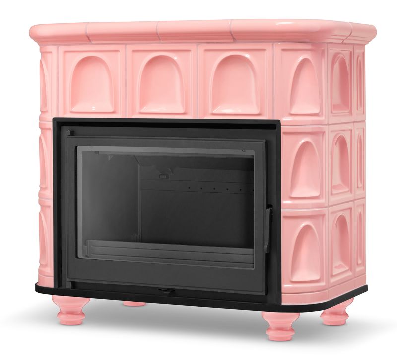 Piec kaflowy kominek koza żeliwny ceramiczny HIGHER wkład FLORENCJA kolor różowy Barbie Pink 1 szt