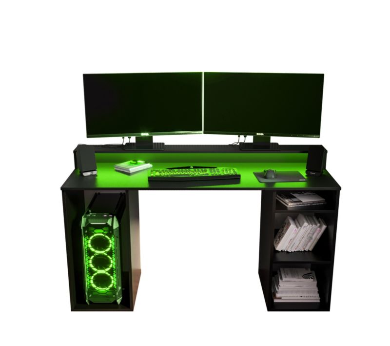 Biurko gamingowe Abiks GAMER 1 czarny + LED 1 szt.