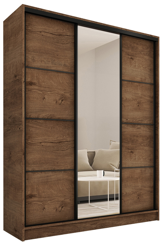 Szafa z lustrem dąb lefkas 150 cm LOFT