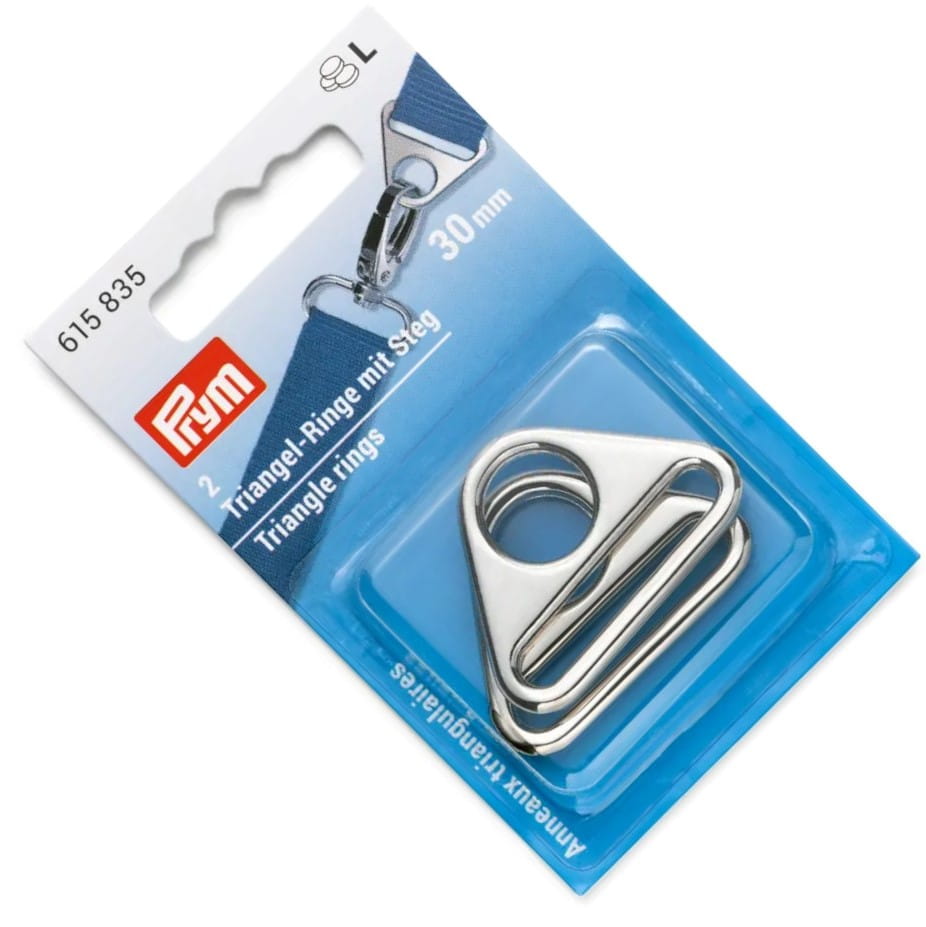 Trójkątne pierścienie do torebek 30mm srebrne 2szt PRYM 615835 .